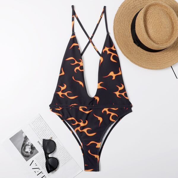 

Слитный купальник с завязками, Многоцветный