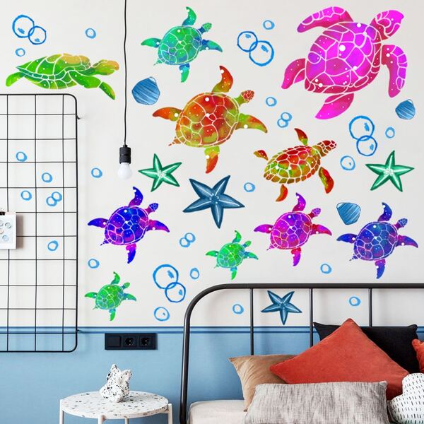 

Kids Sea Turtle Print Wall Sticker, Multicolor