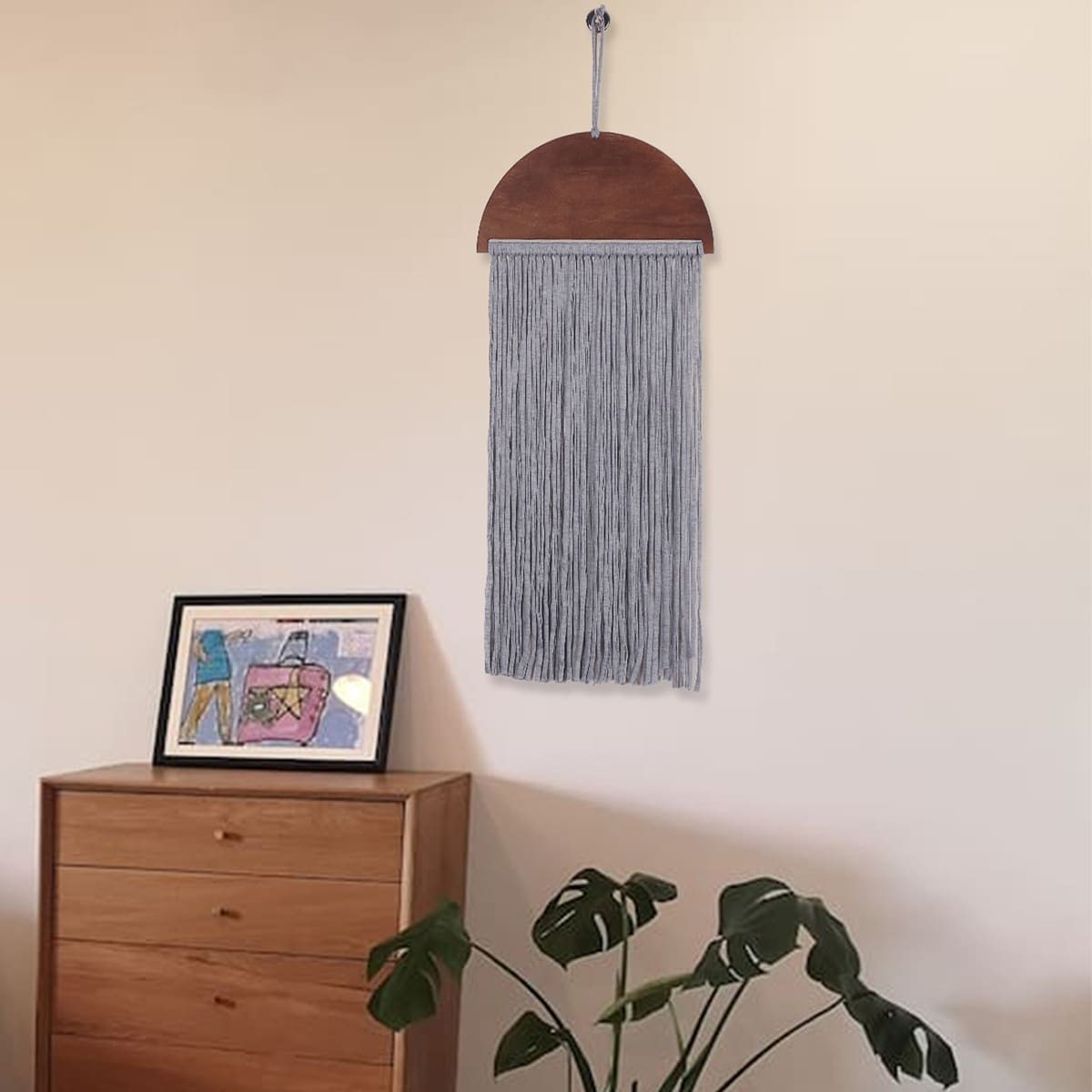 

1pc Tassel Wall Hanging, Grey