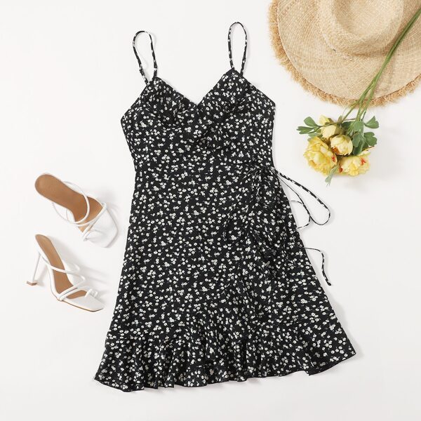 

Wrap Tie Side Ditsy Floral Cami Dress, Multicolor