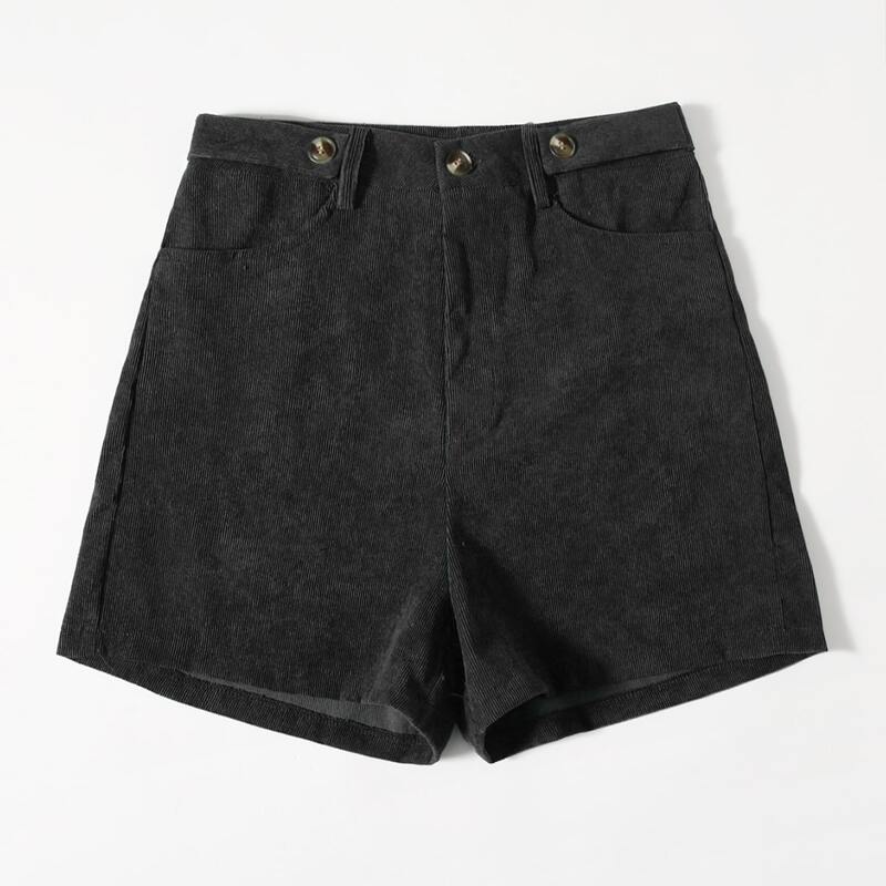 

Solid Corduroy Shorts, Black