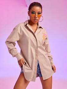 Rikibeztiki Collared Kangaroo Print Blouse