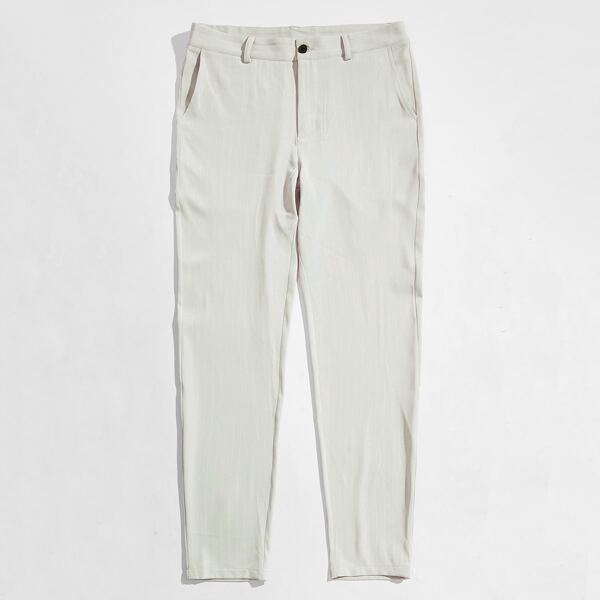 

Men Solid Tailored Pants, Beige