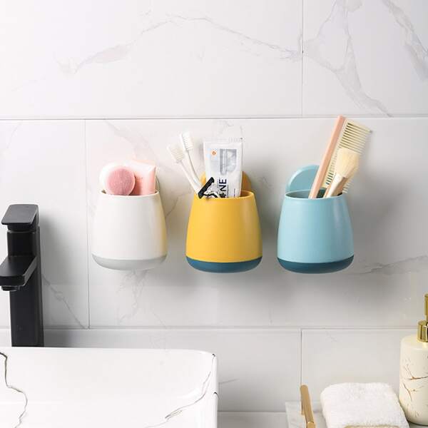 

1pc Random Wall Mounted Multifunction Toothbrush Holder, Multicolor