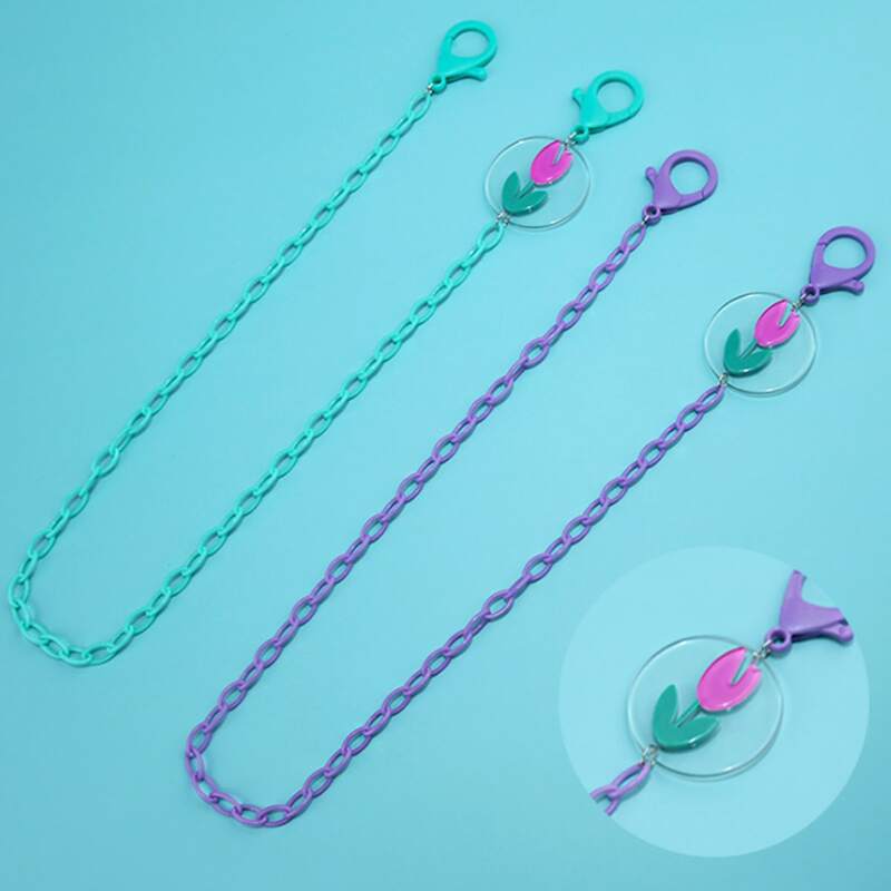 

2pcs Floral Face Cover Chain, Multicolor