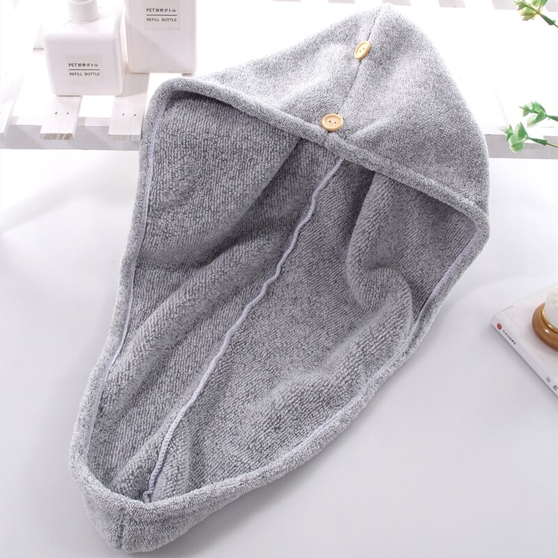 

1pc Solid Color Hair Drying Cap, Grey