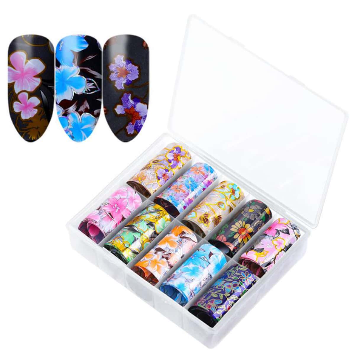

10rolls Floral Nail Art Sticker, Multicolor