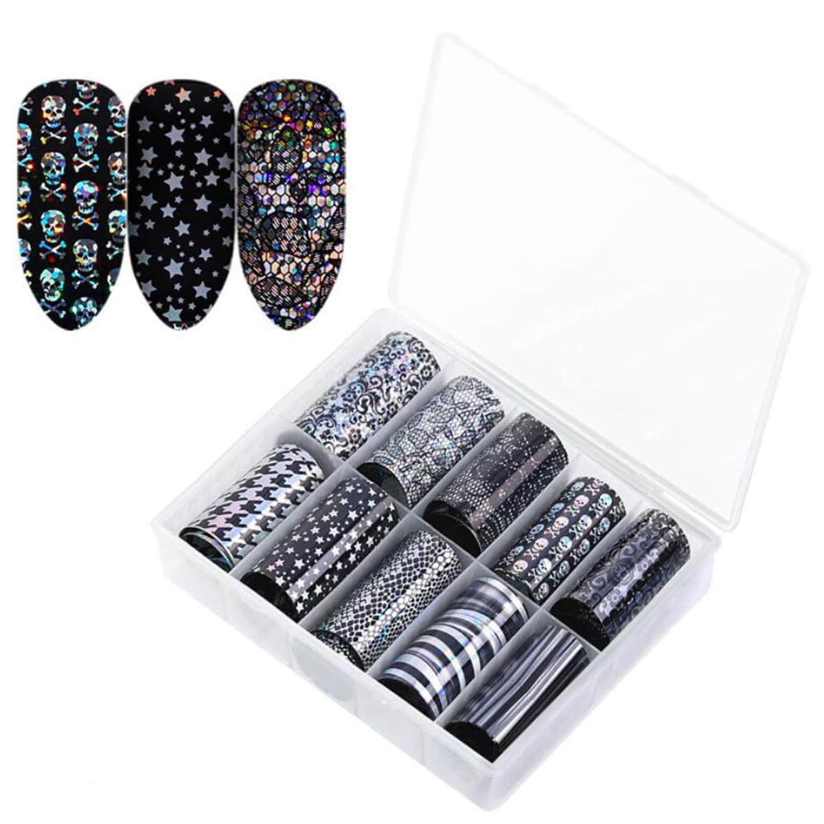 

10rolls Holographic Nail Art Sticker, Multicolor