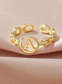 字母細節開口戒指 - 金黃色 - 查看 2