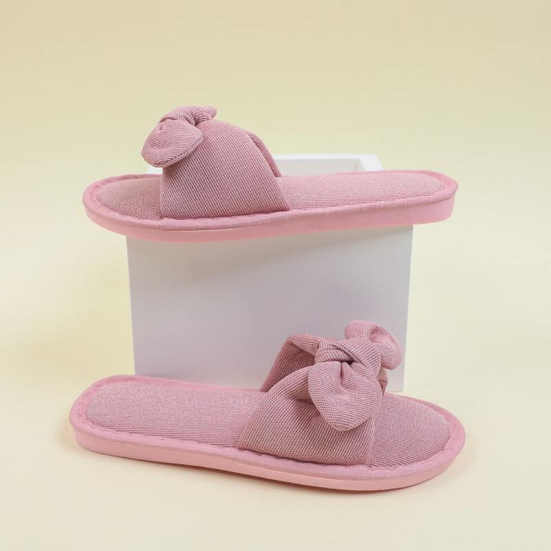 

Bow Decor Open Toe Slippers, Pink