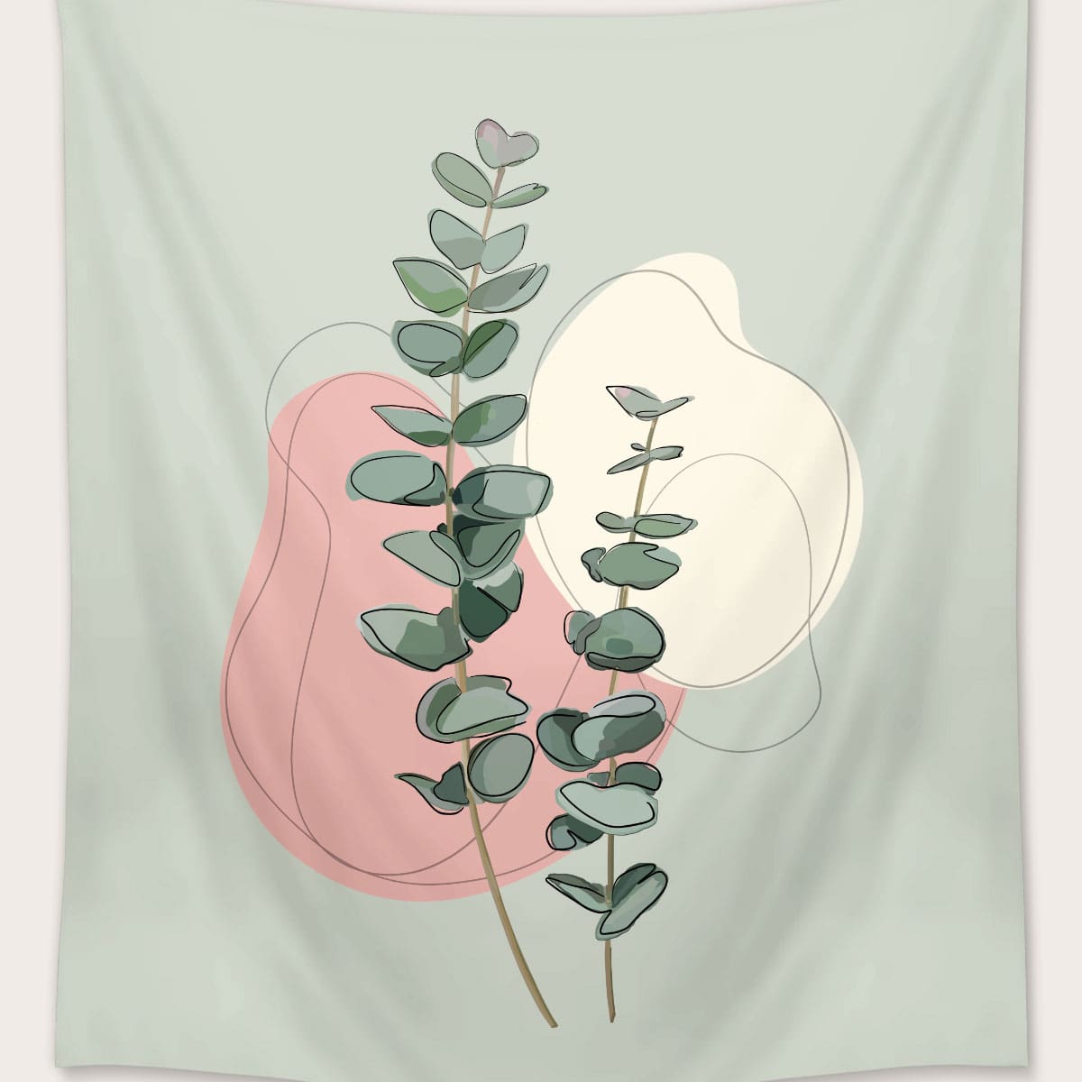 

Leaf Pattern Tapestry, Mint green