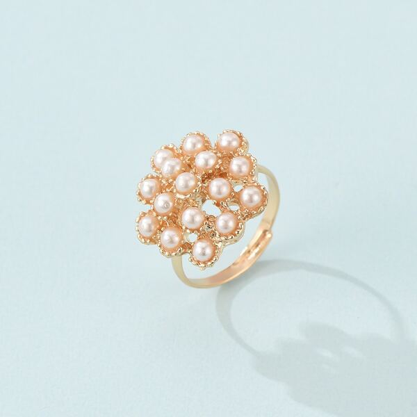 

Faux Pearl Decor Ring, Gold