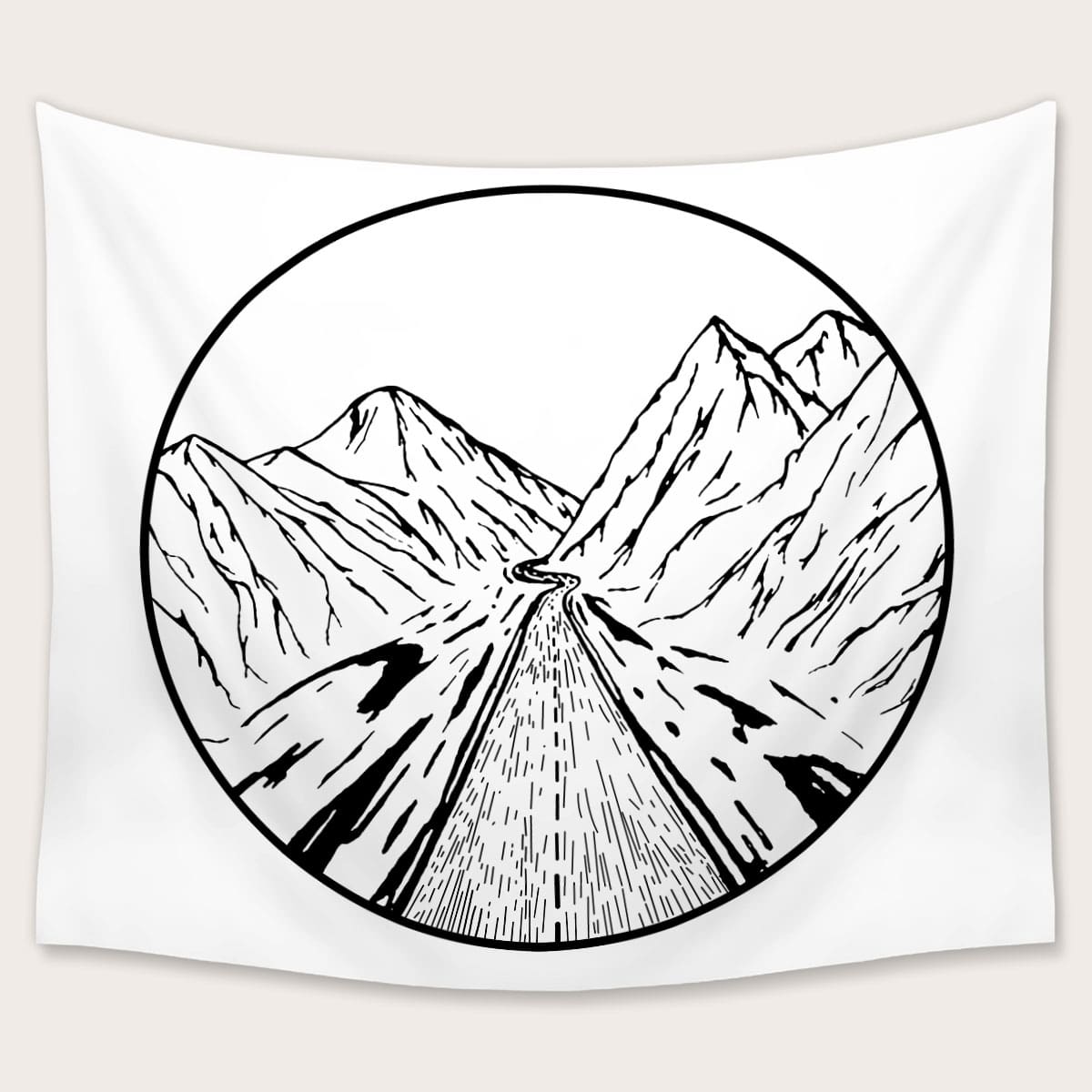 

Mountain Pattern Tapestry, Black and white
