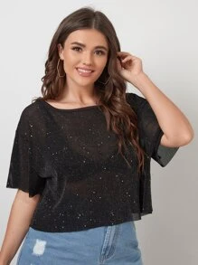 SHEIN Privé áo nữ kích thước lớn cắt Giải trí - màu đen - Xem 5