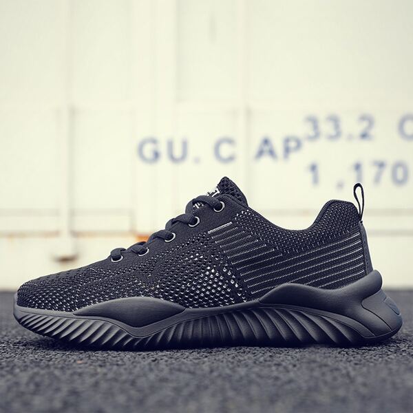 

Men Striped Lace-up Front Sneakers, Black