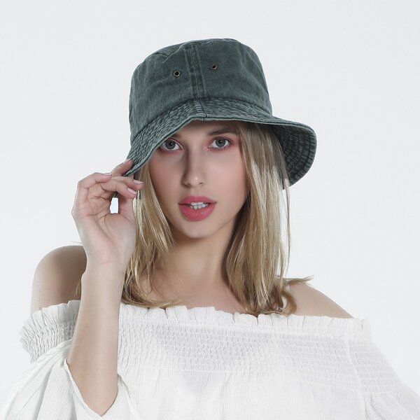 

Simple Plain Bucket Hat, Army green
