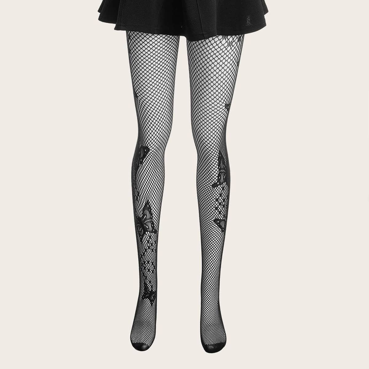 

Butterfly Fishnet Socks, Black