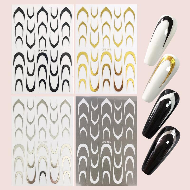 

4sheets Graphic Nail Art Sticker, Multicolor