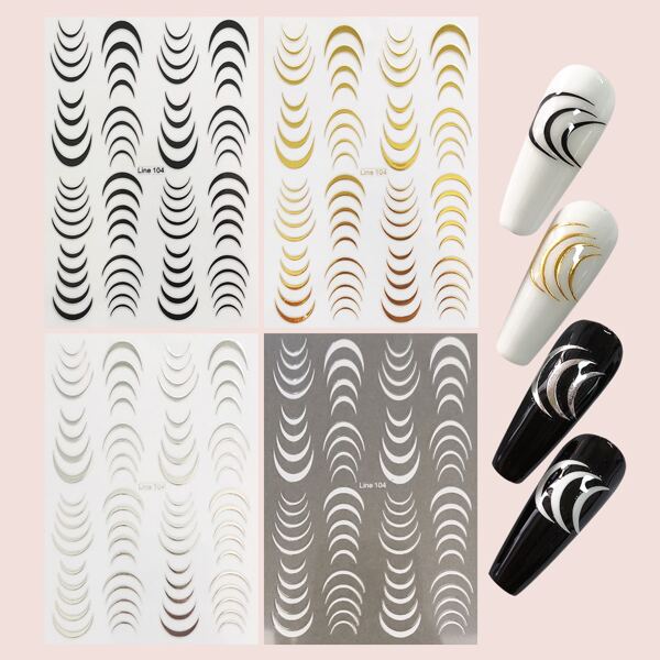 

4sheets Graphic Nail Art Sticker, Multicolor