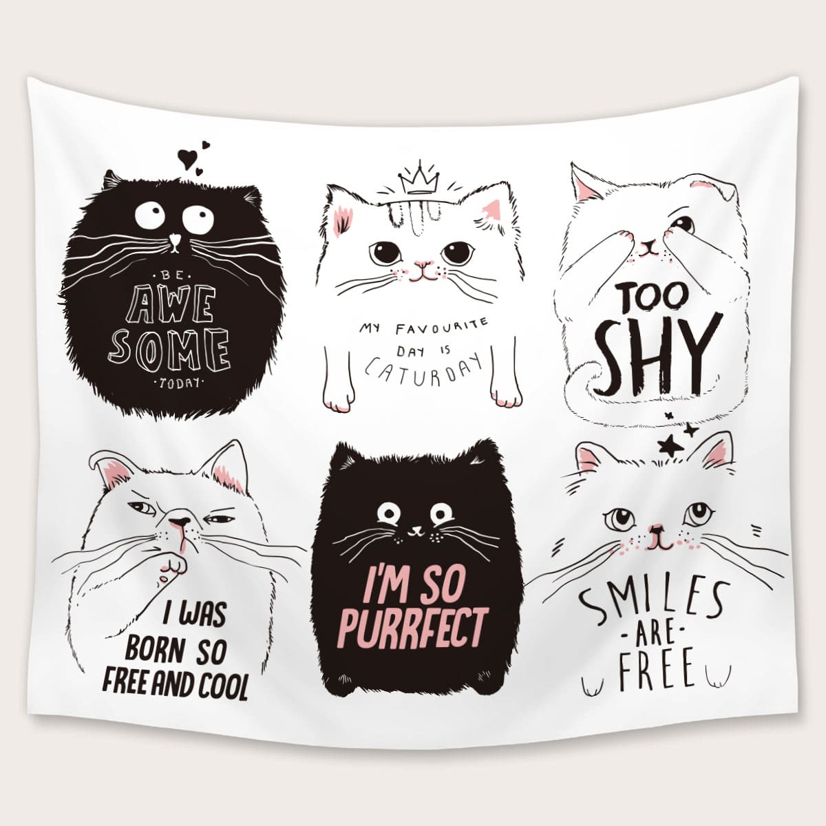 

Cartoon Cat Tapestry, Multicolor