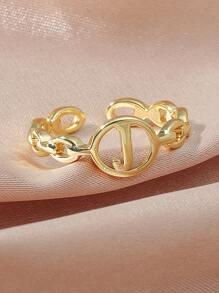 Letter Detail Cuff Ring - Yellow Gold - View 2