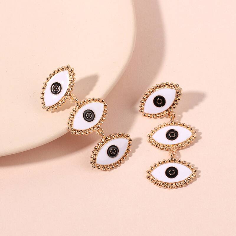 

Eye Decor Drop Earrings, Black and white