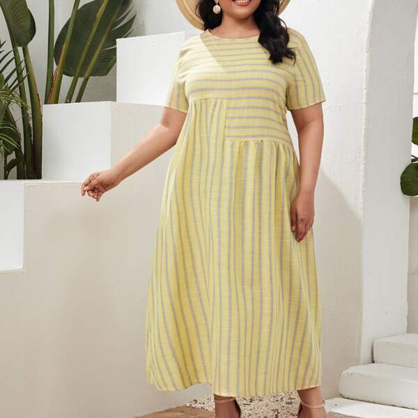 

Plus Striped Dress, Multicolor
