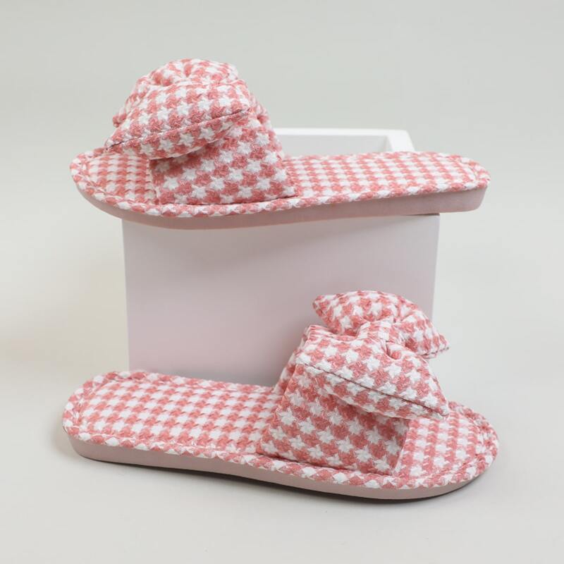 

Bow Decor Open Toe Slippers, Pink