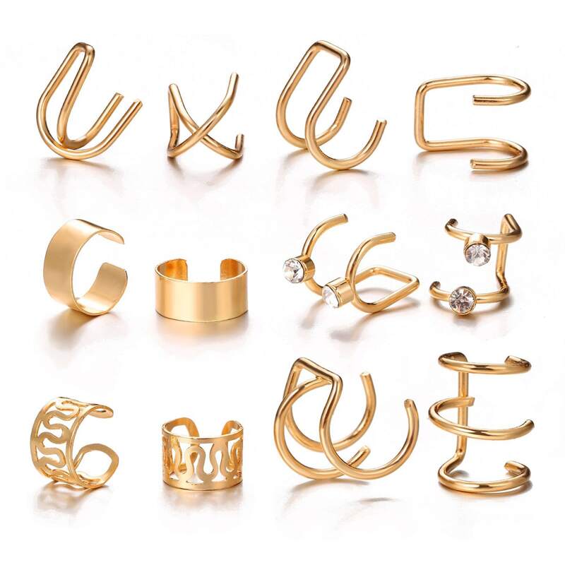 

12pcs Minimalist Ear Cuff, Gold