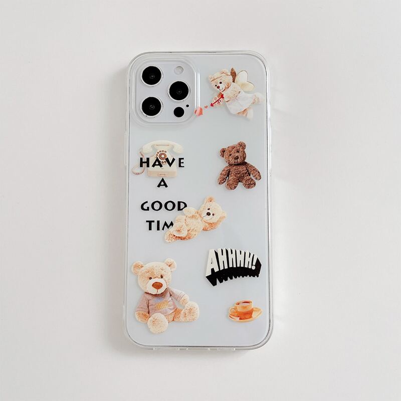 

Cartoon Bear Phone Case, Clear