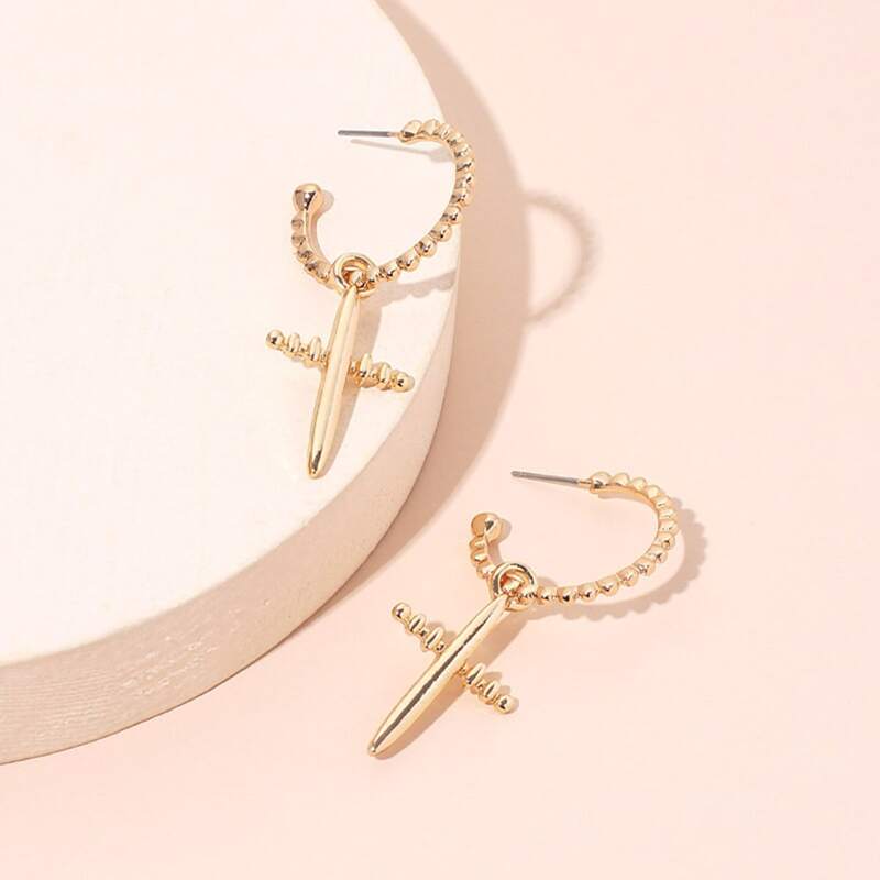 

Geo Hoop Earrings, Gold
