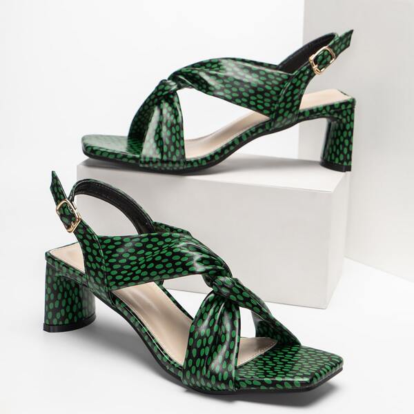 

Twist Slingback Sandals, Dark green