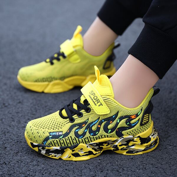 

Boys Flame Pattern Sneakers, Yellow