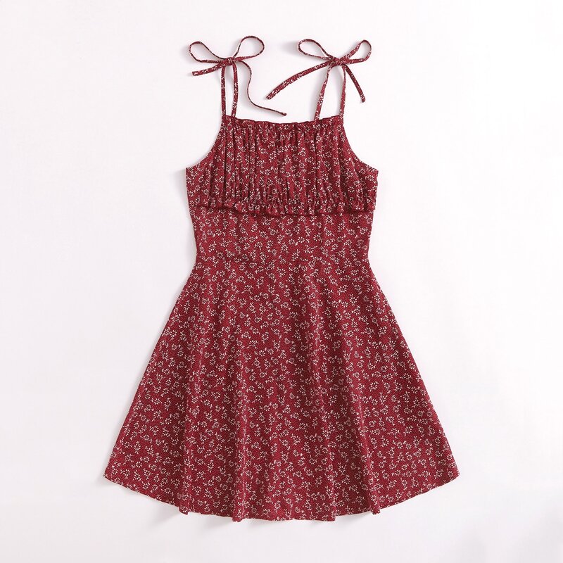 

Ditsy Floral Tie Shoulder Cami Dress, Burgundy
