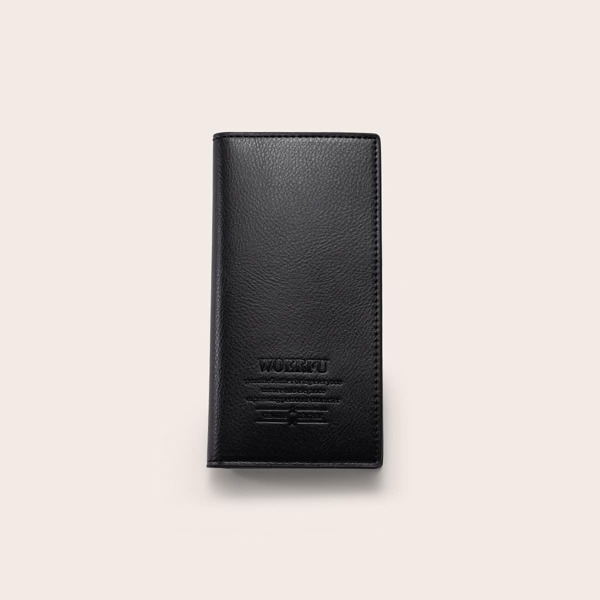 

Men Letter Embossed Long Purse, Black