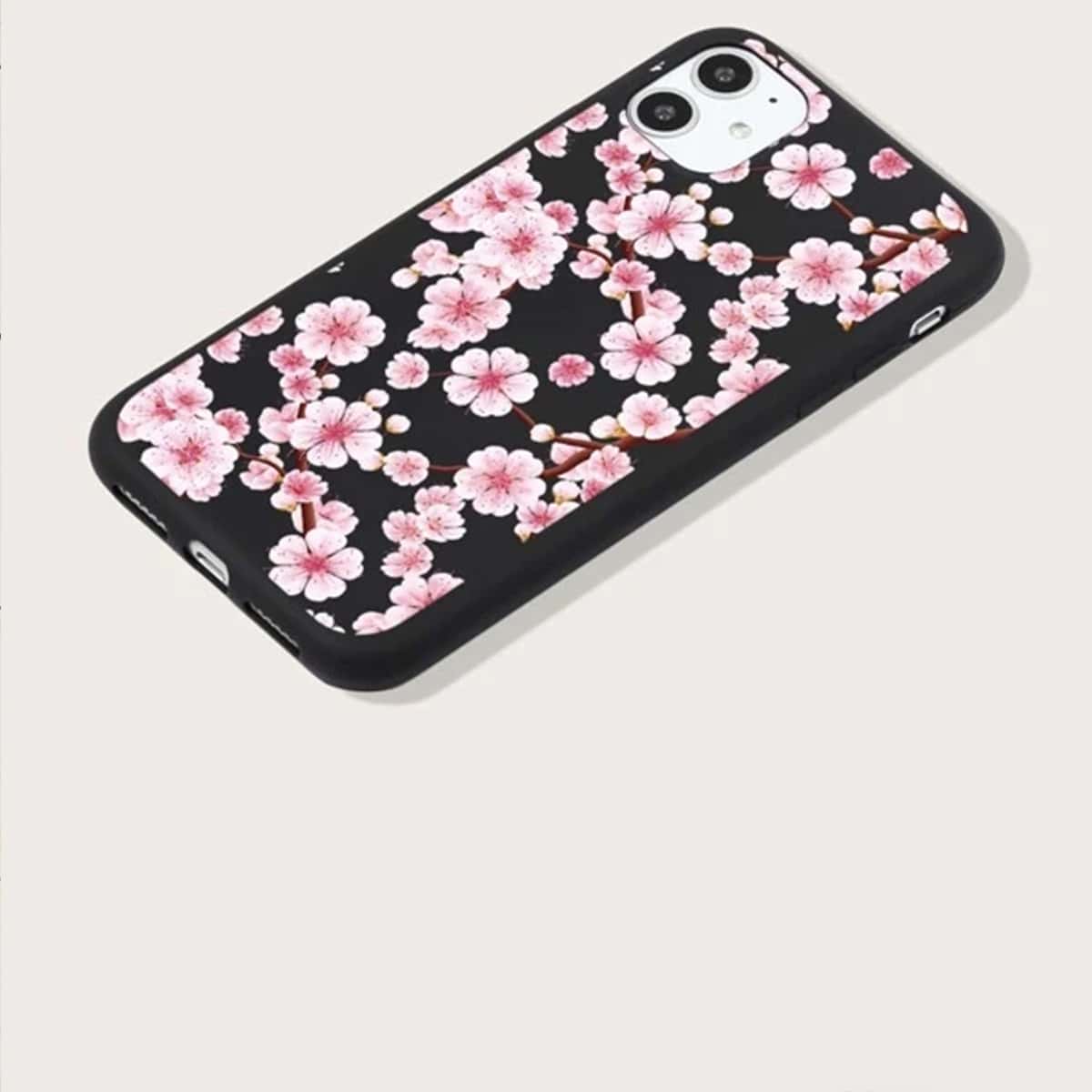 

Floral Print Phone Case, Black
