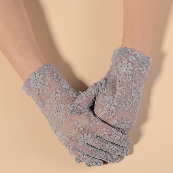 

Floral Print Gloves, Grey