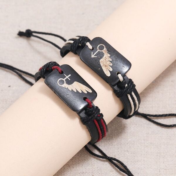 

2pcs Couple Bracelet, Multicolor