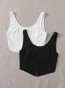 SHEIN EZwear Plus Size 2 Packs Ruched Bust Tank Top