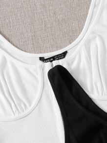 SHEIN EZwear Plus Size 2 Packs Ruched Bust Tank Top