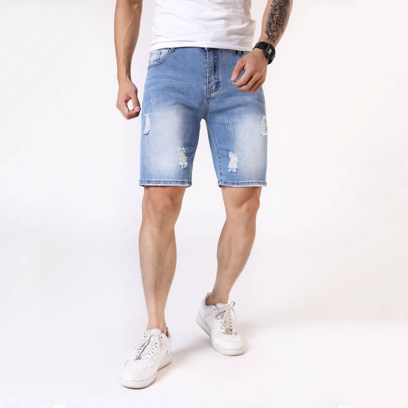 

Guys Raw Wash Straight Leg Denim Shorts, Medium wash