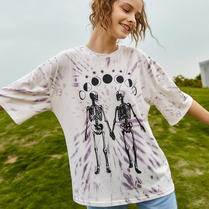 

Skull Graphic Tie Dye Tee, Multicolor