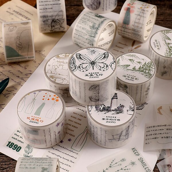 

1roll Vintage Pattern Random DIY Tape, Multicolor
