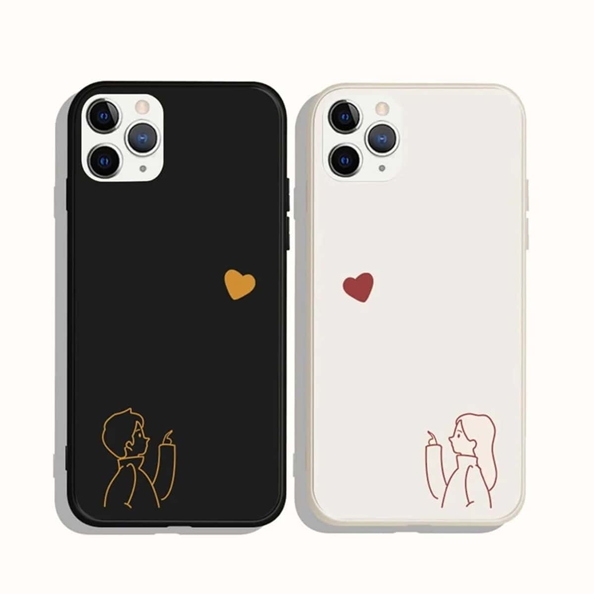 

2pcs Figure Print Phone Case, Black and white