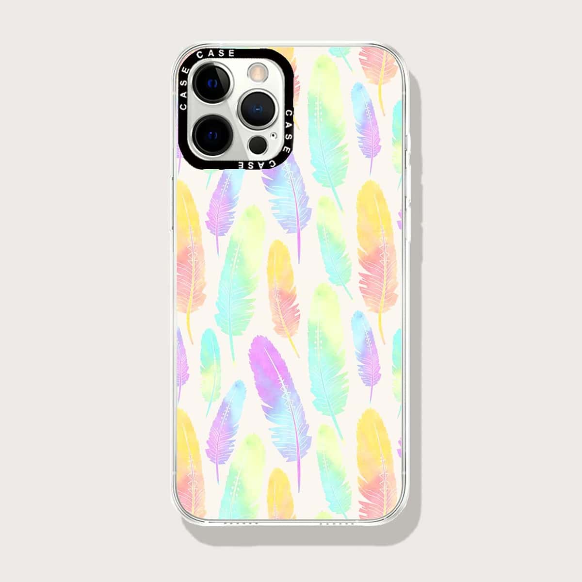 

Feather Print Phone Case, Multicolor