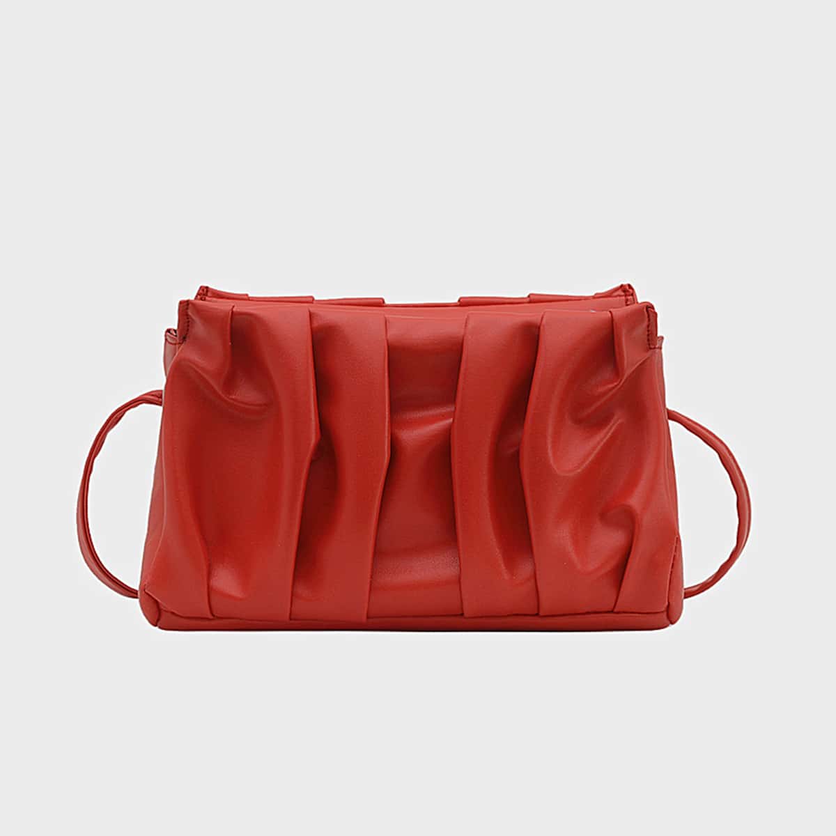 

Solid Ruched Crossbody Bag, Red