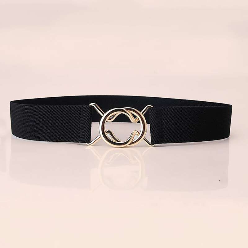 

Ring Buckle Elastic Belt, Black