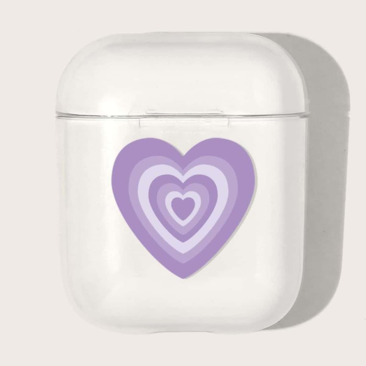 

Heart Pattern Airpods Case, Purple