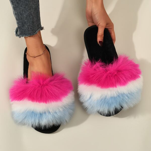 

Colorful Fluffy Bedroom Slippers, Multicolor