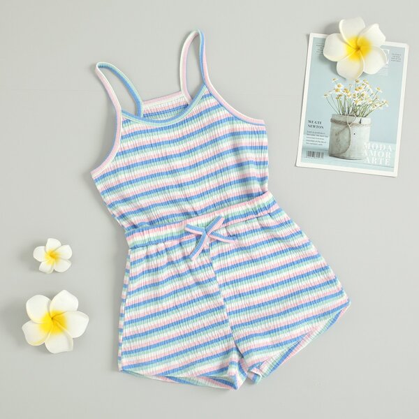 

Toddler Girls Striped Bow Cami Romper, Multicolor